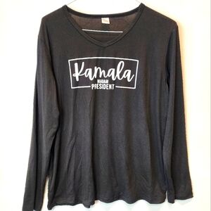 Kamala Harris Madam President Black Long Sleeve Slinky Stretch New  T-Shirt XL‎